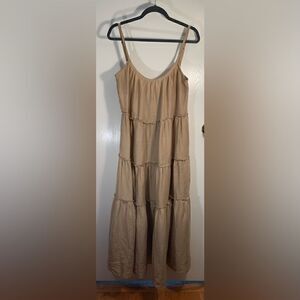 Eberjey EUC khaki Kesia linen tiered maxi dress Size Small